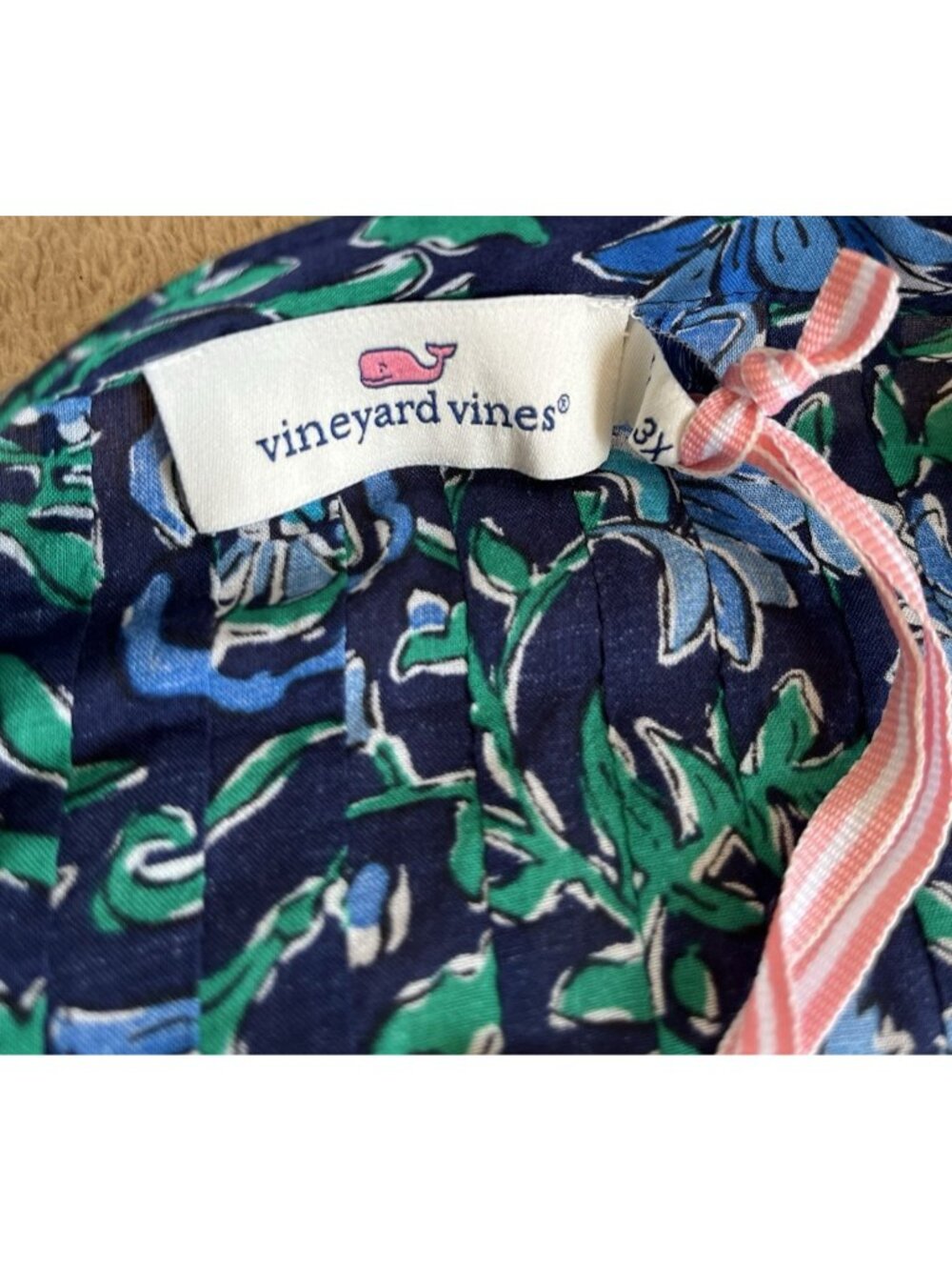 Vineyard Vines Floral Pleated Top Blue Green 3X NWT Boho - Picture 6 of 16
